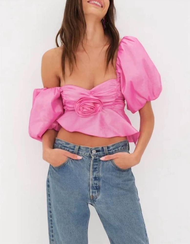 NEW FOR LOVE & LEMONS judith crop blouse in pink